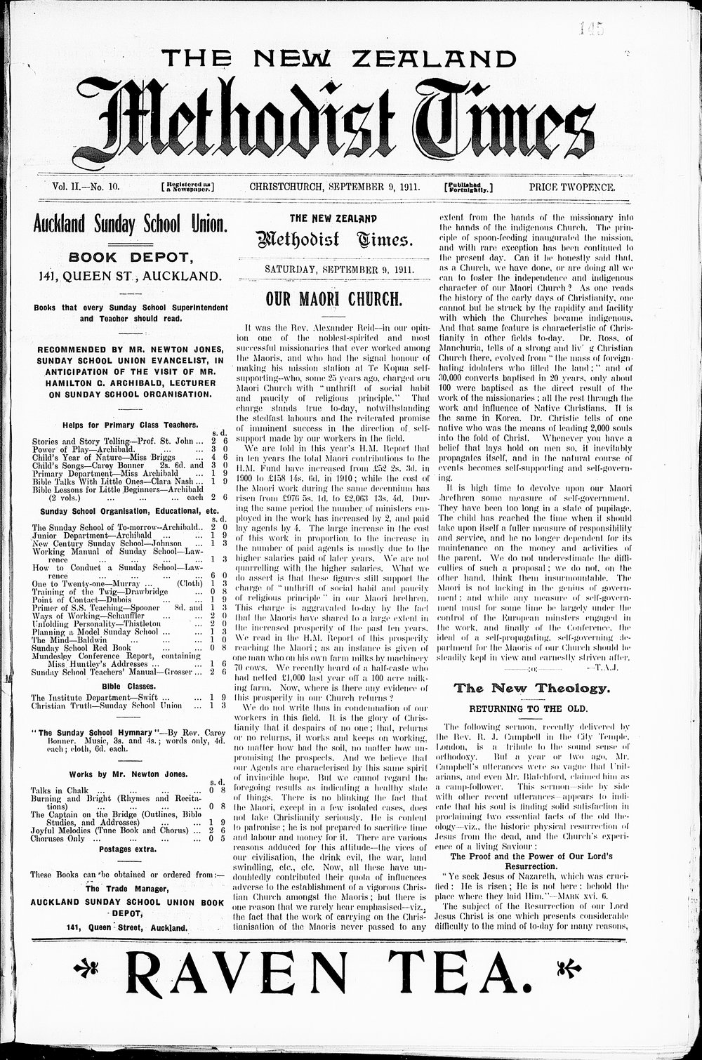 The New Zealand Methodist Times: 9th September 1911