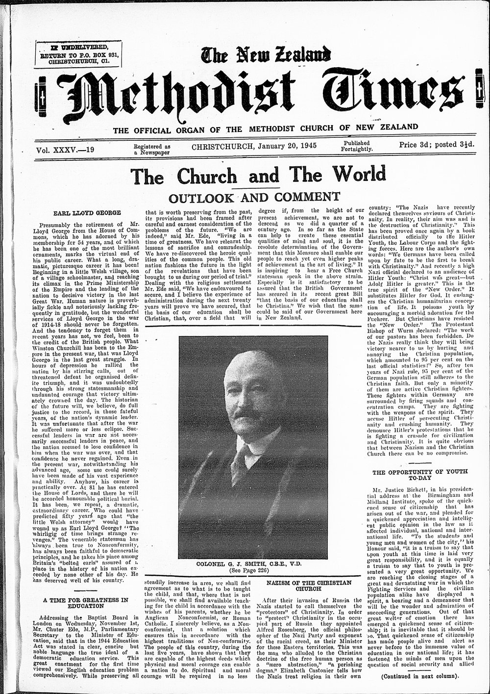 The New Zealand Methodist Times: 20th January 1945