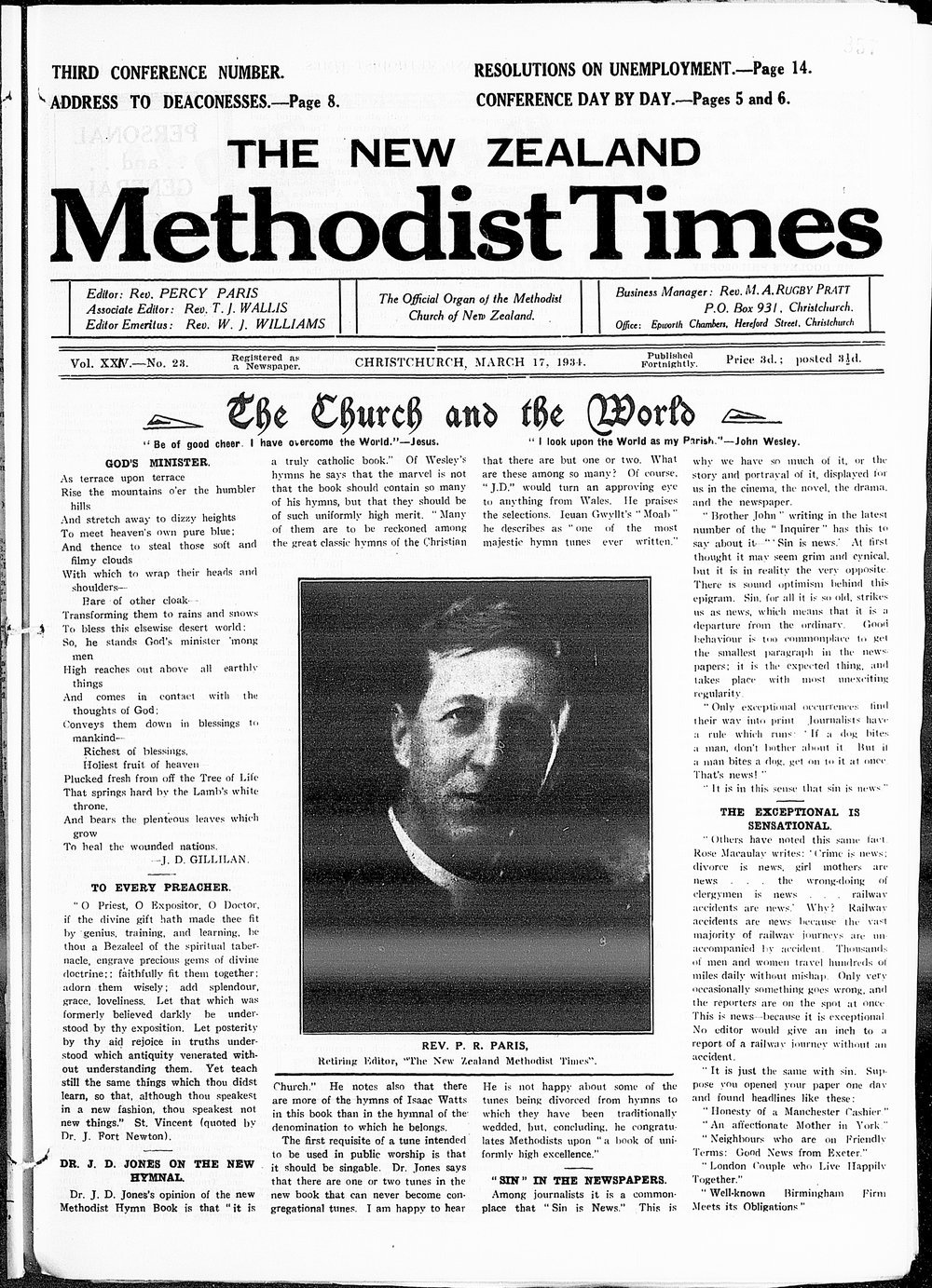 The New Zealand Methodist Times: 17th March 1934