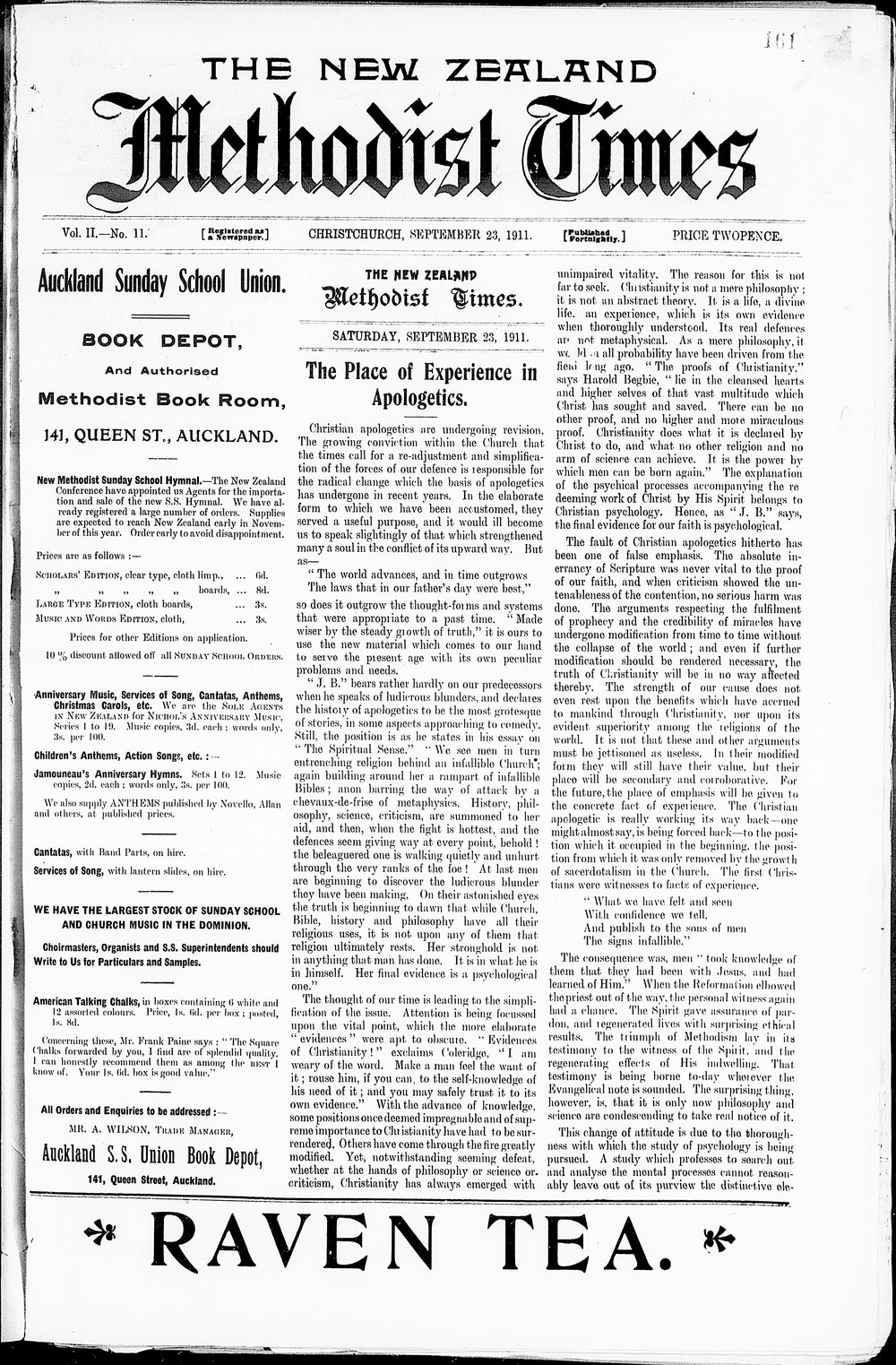 The New Zealand Methodist Times: 23rd September 1911