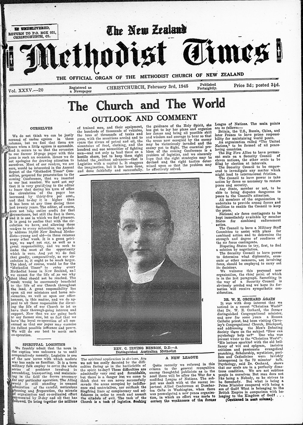 The New Zealand Methodist Times: 3rd February 1945
