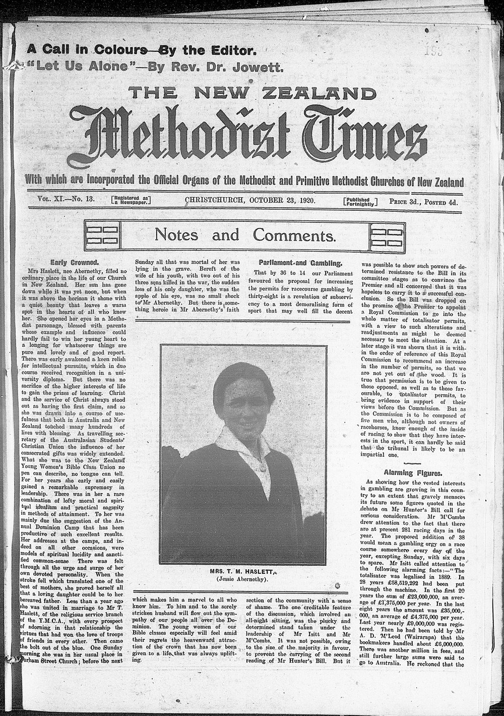 The New Zealand Methodist Times: 23rd October 1920
