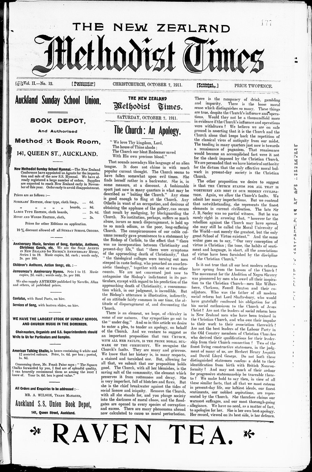 The New Zealand Methodist Times: 7th October 1911