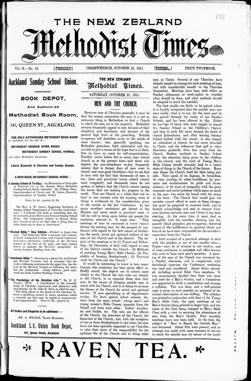 The New Zealand Methodist Times: 21st October 1911