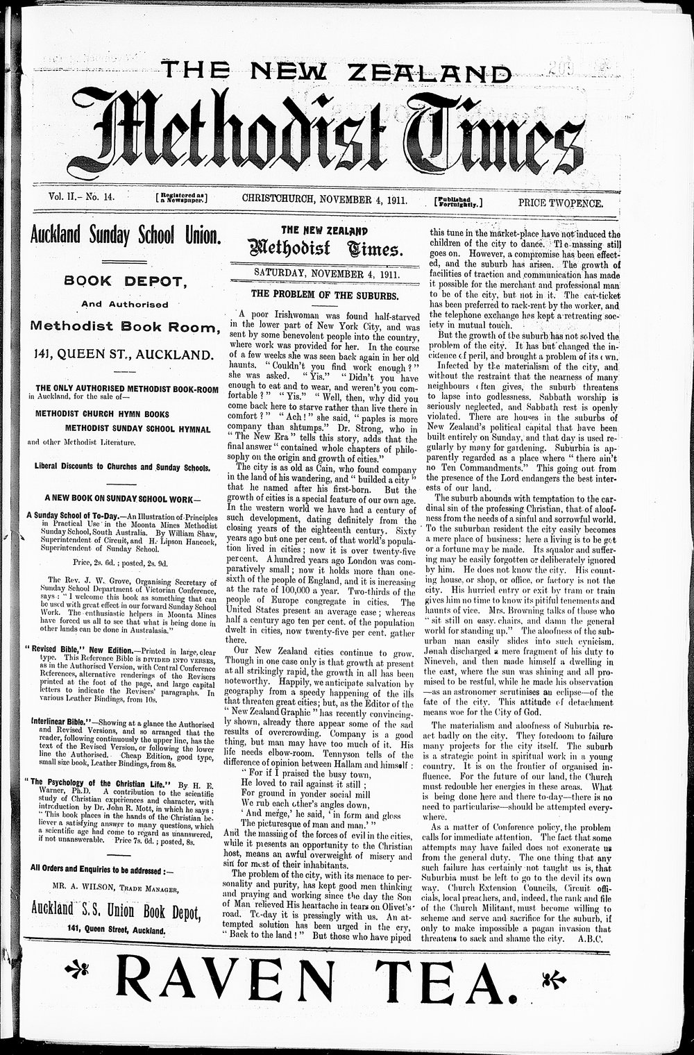 The New Zealand Methodist Times: 4th November 1911