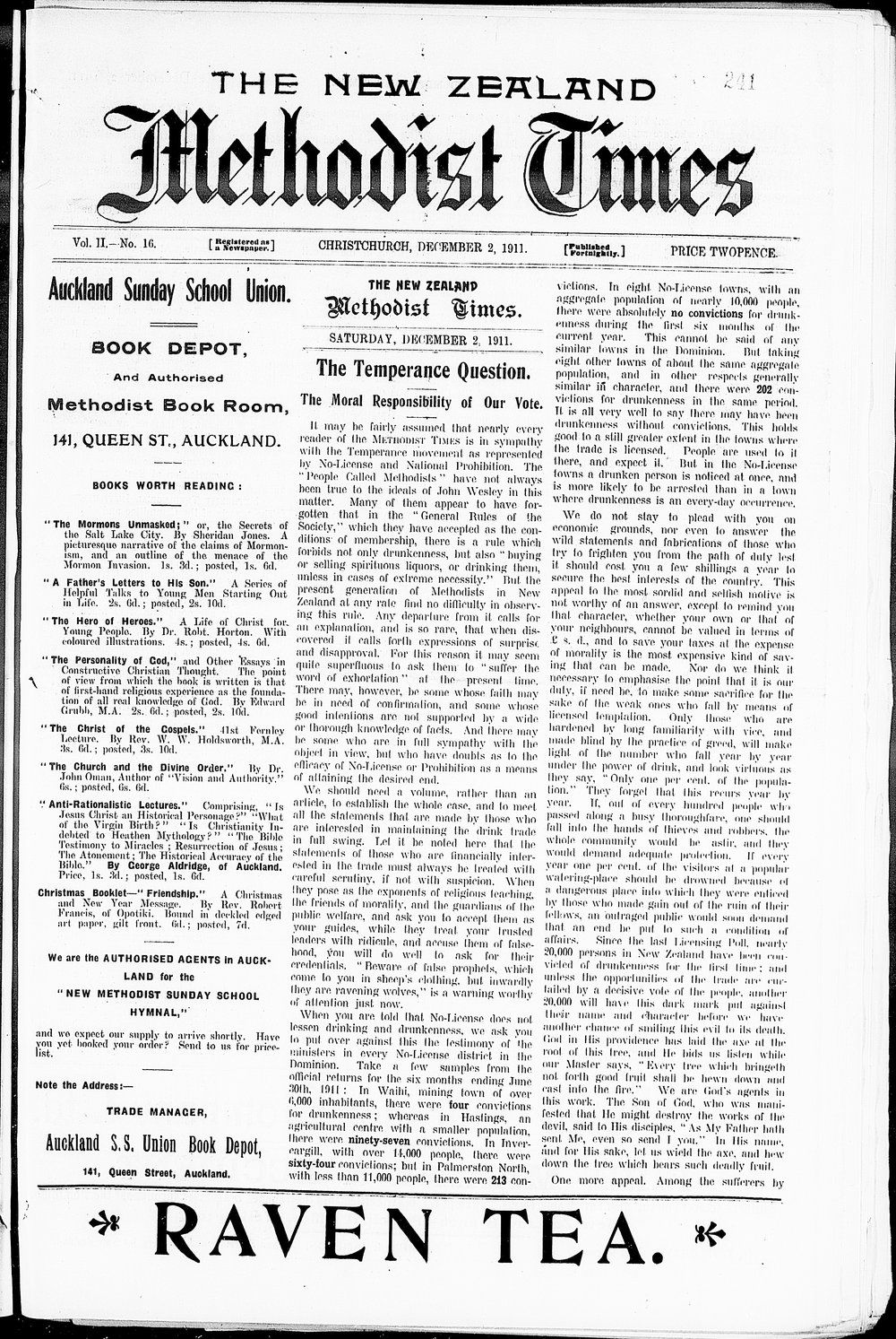 The New Zealand Methodist Times: 2nd December 1911