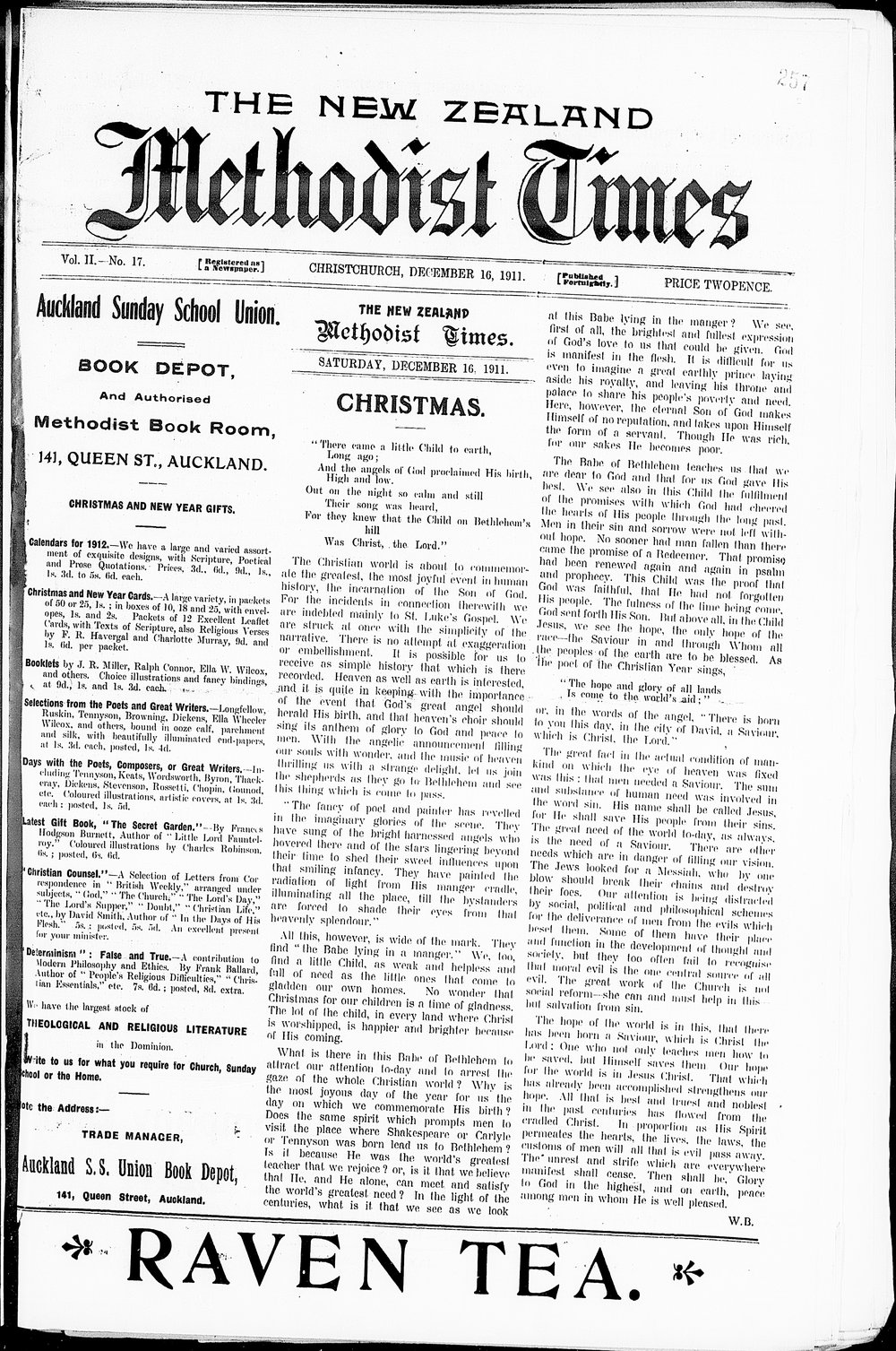 The New Zealand Methodist Times: 16th December 1911