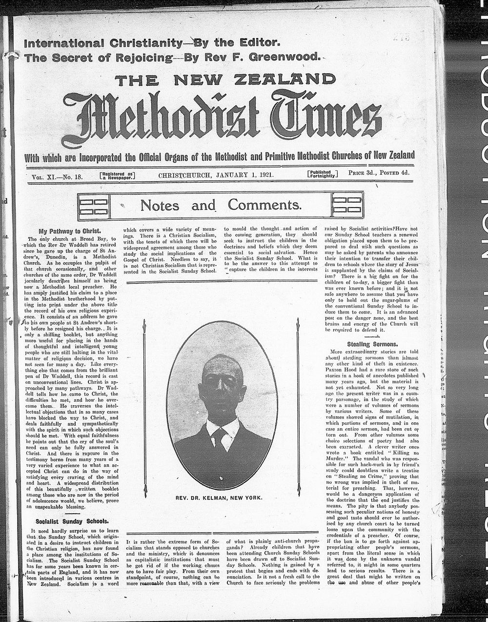 The New Zealand Methodist Times: 1st January 1921