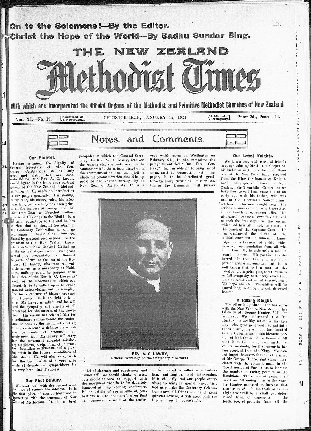 The New Zealand Methodist Times: 15th January 1921