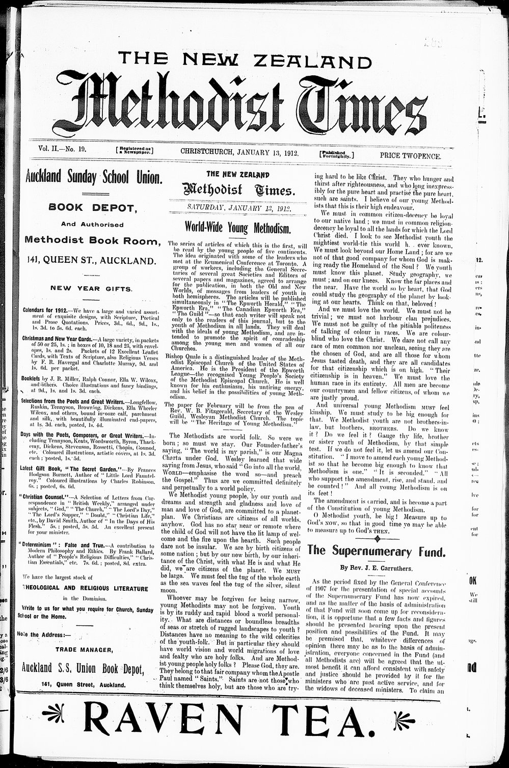 The New Zealand Methodist Times: 13th January 1912