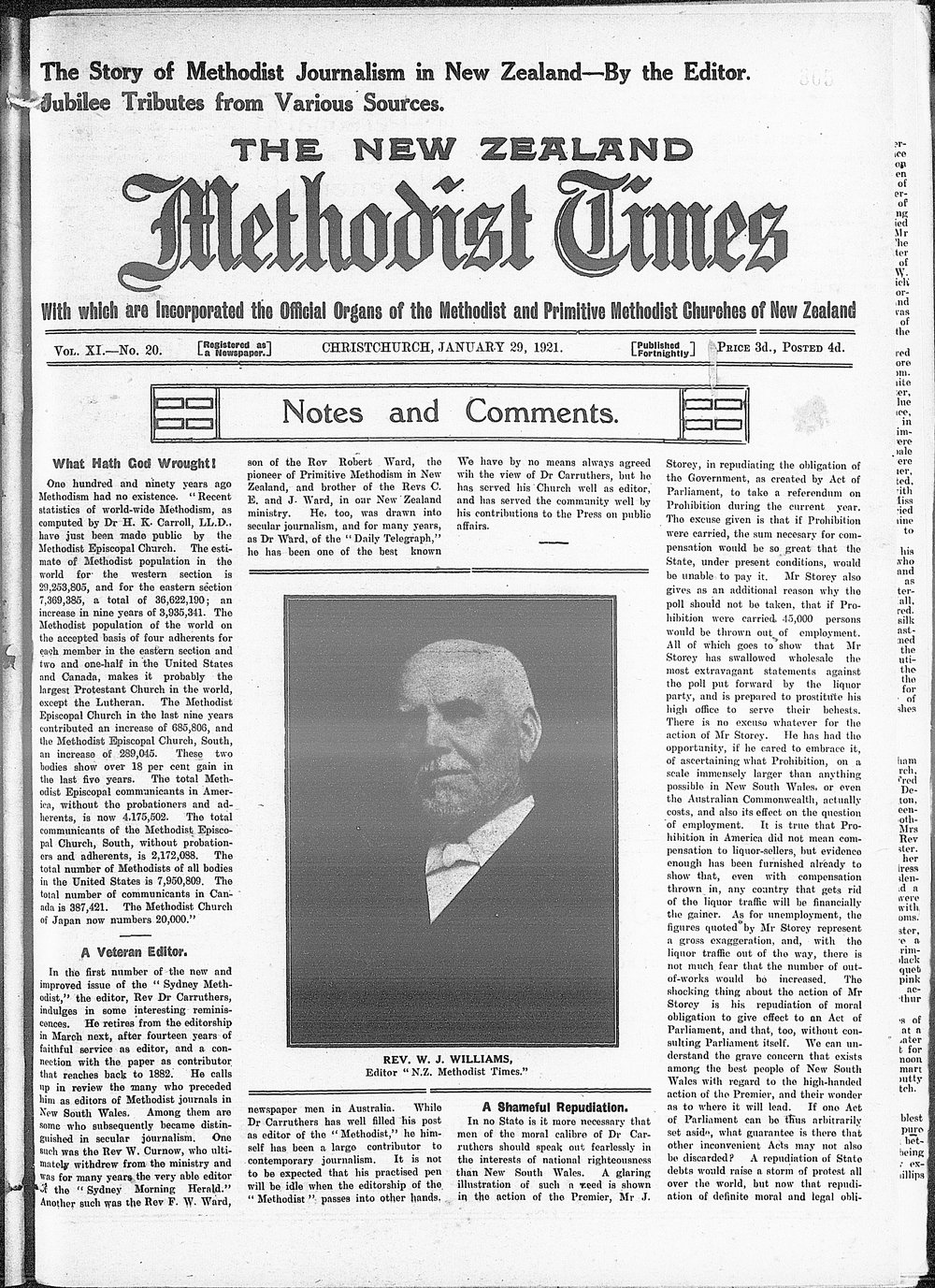 The New Zealand Methodist Times: 29th January 1921