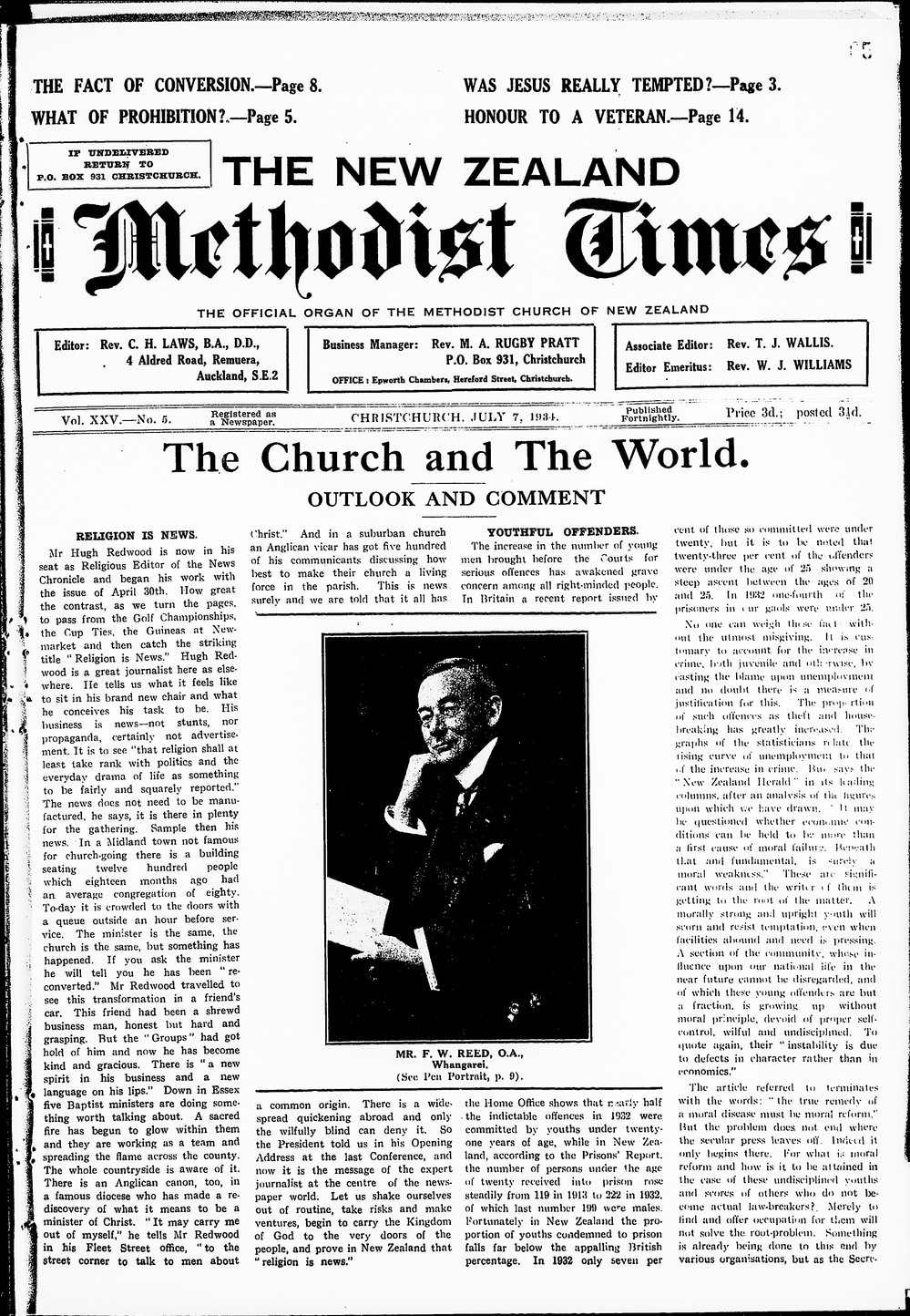 The New Zealand Methodist Times: 7th July 1934