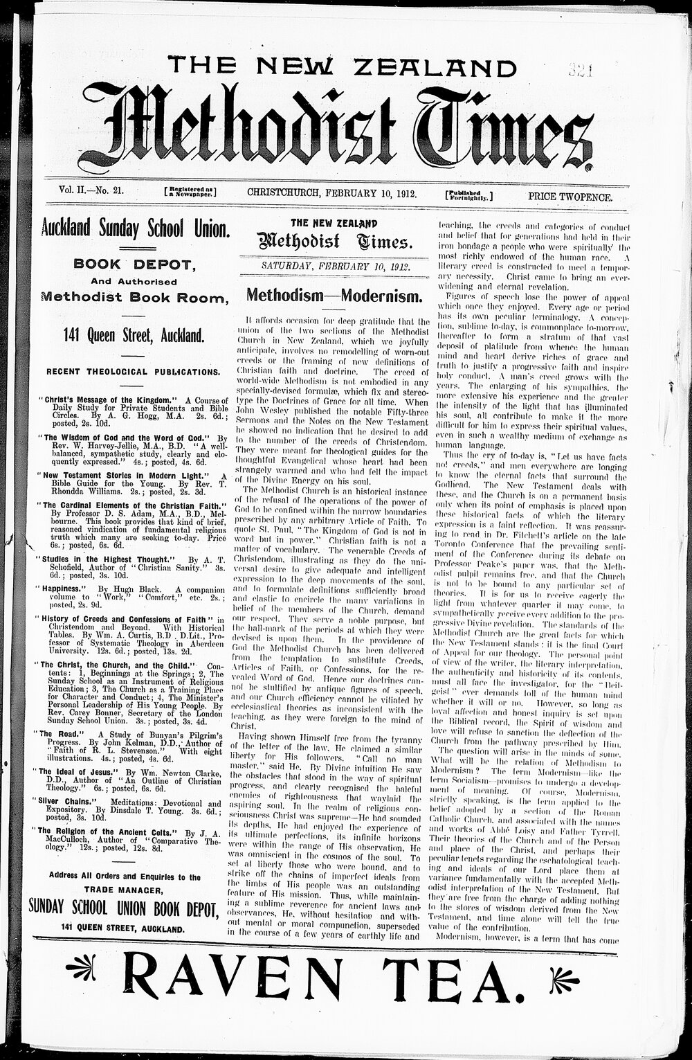 The New Zealand Methodist Times: 10th February 1912