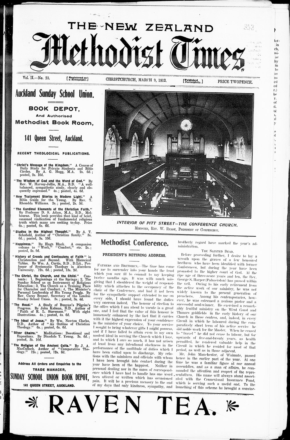 The New Zealand Methodist Times: 9th March 1912