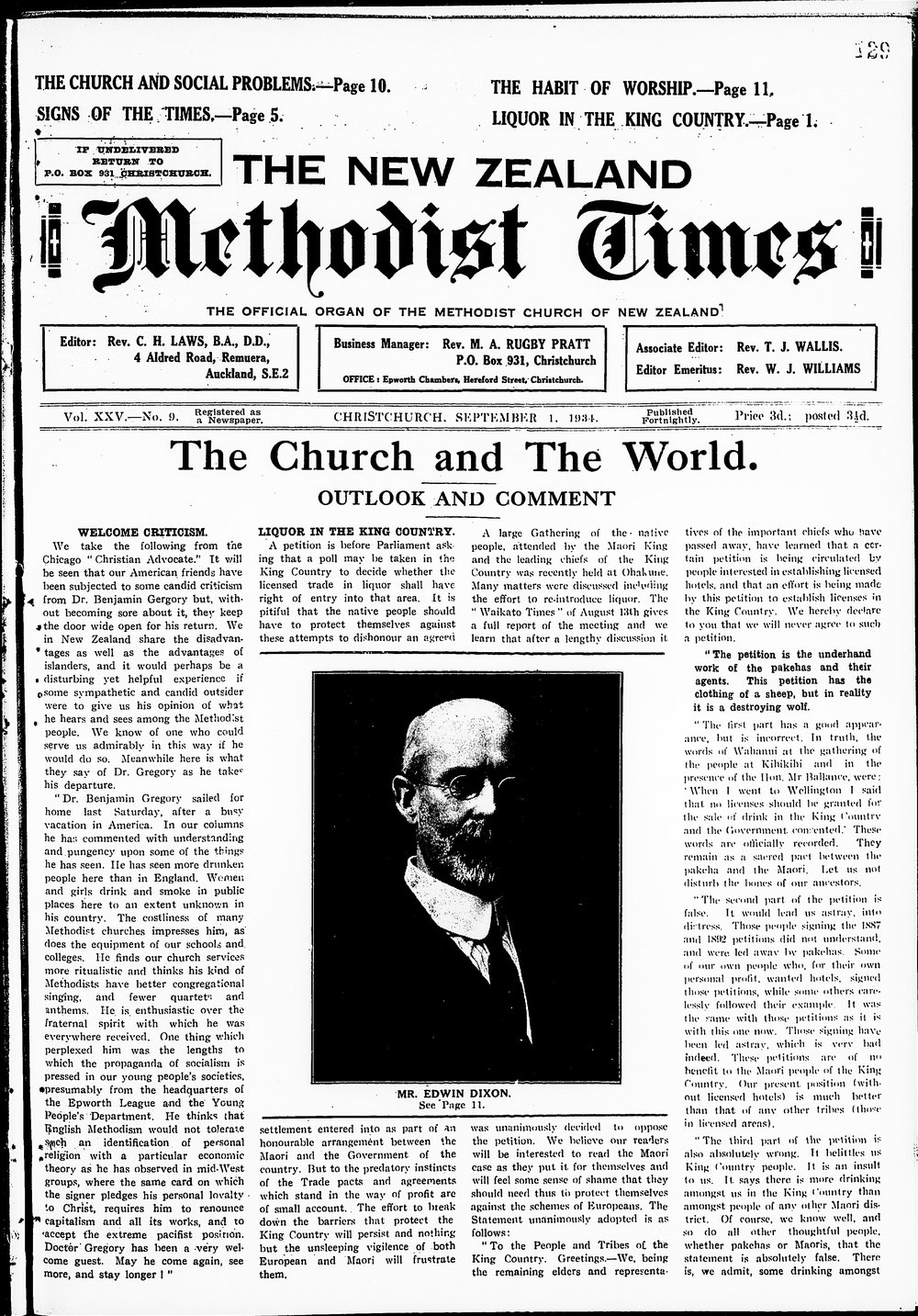 The New Zealand Methodist Times: 1st September 1934
