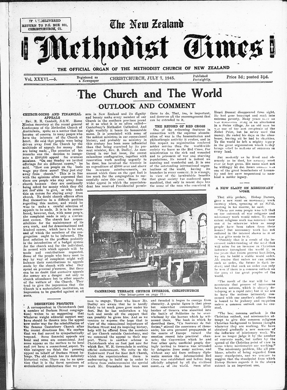 The New Zealand Methodist Times: 7th July 1945