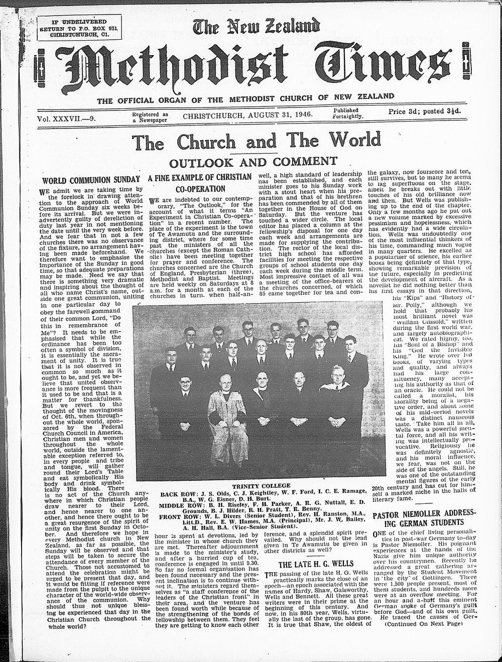 The New Zealand Methodist Times: 31st August 1946