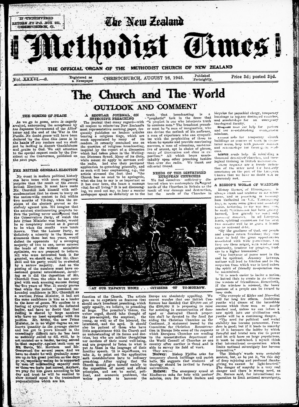 The New Zealand Methodist Times: 18th August 1945