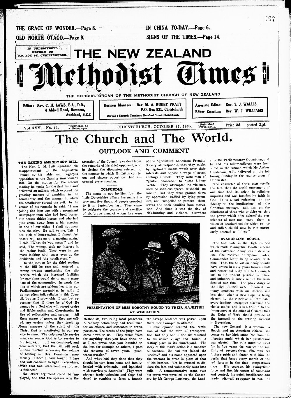The New Zealand Methodist Times: 27th October 1934