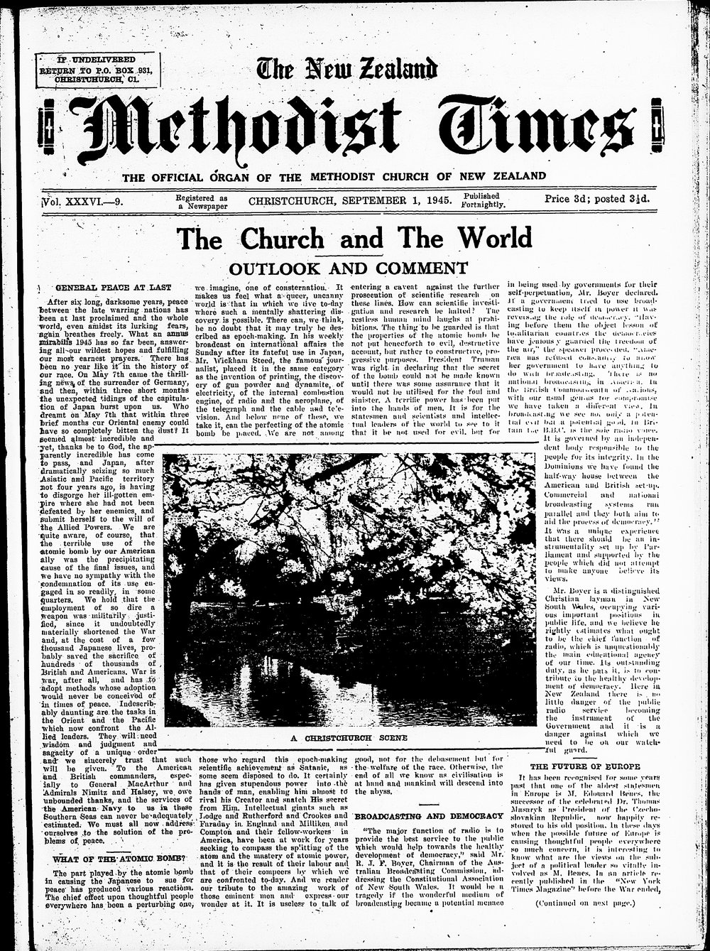 The New Zealand Methodist Times: 1st September 1945