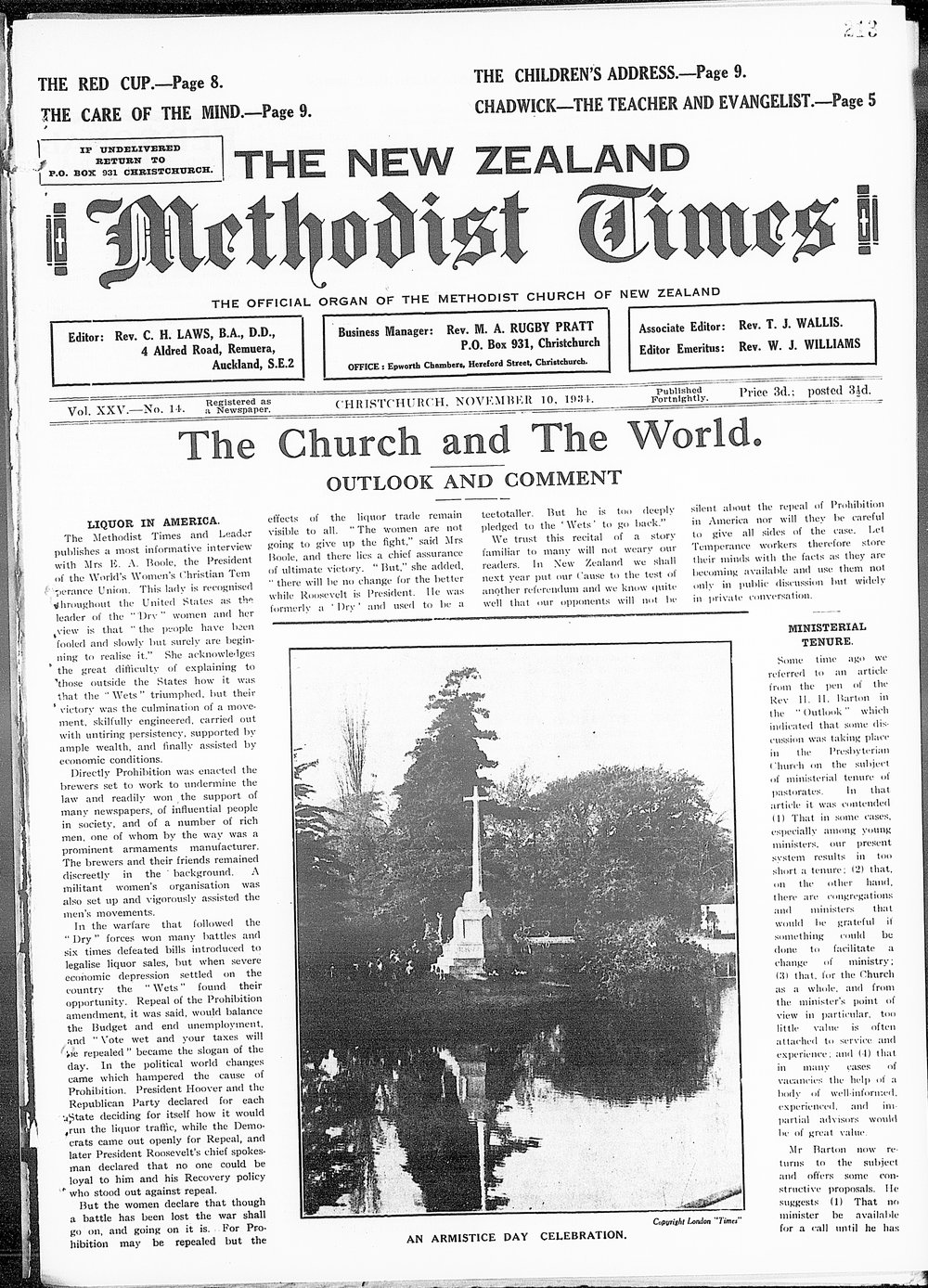 The New Zealand Methodist Times: 10th November 1934