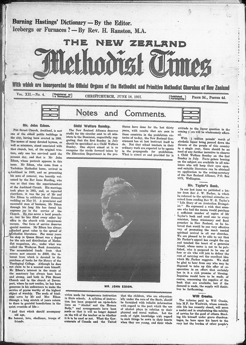 The New Zealand Methodist Times: 18th June 1921