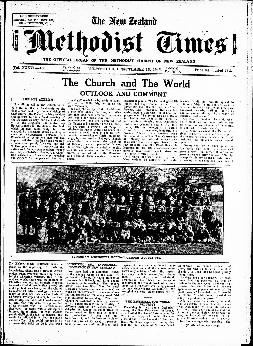 The New Zealand Methodist Times: 15th September 1945