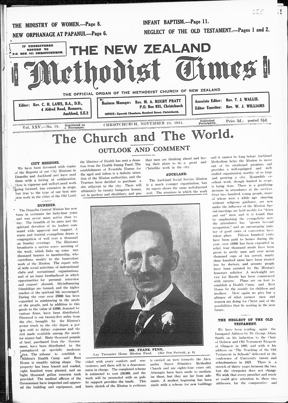 The New Zealand Methodist Times: 24th November 1934
