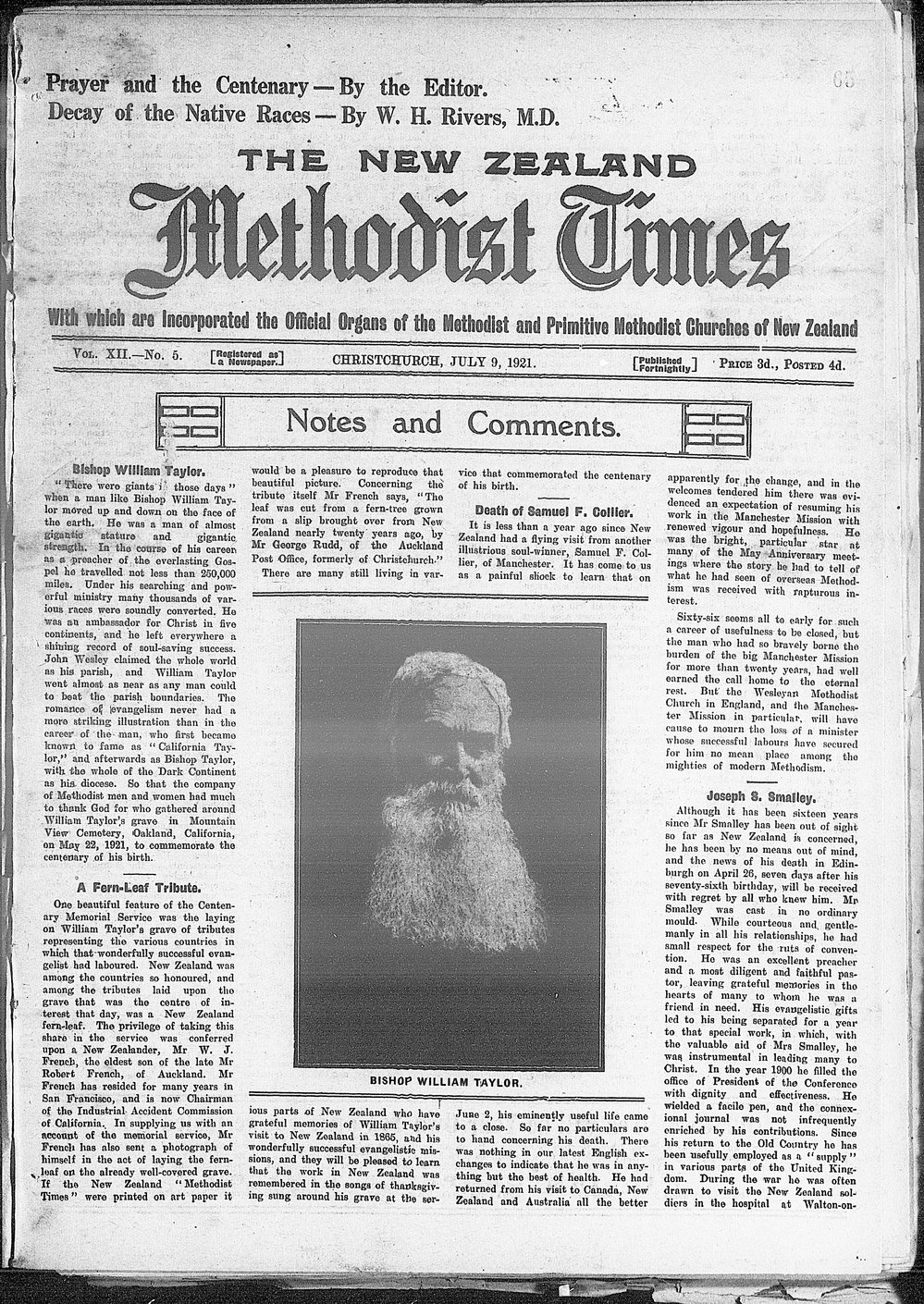 The New Zealand Methodist Times: 9th July 1921