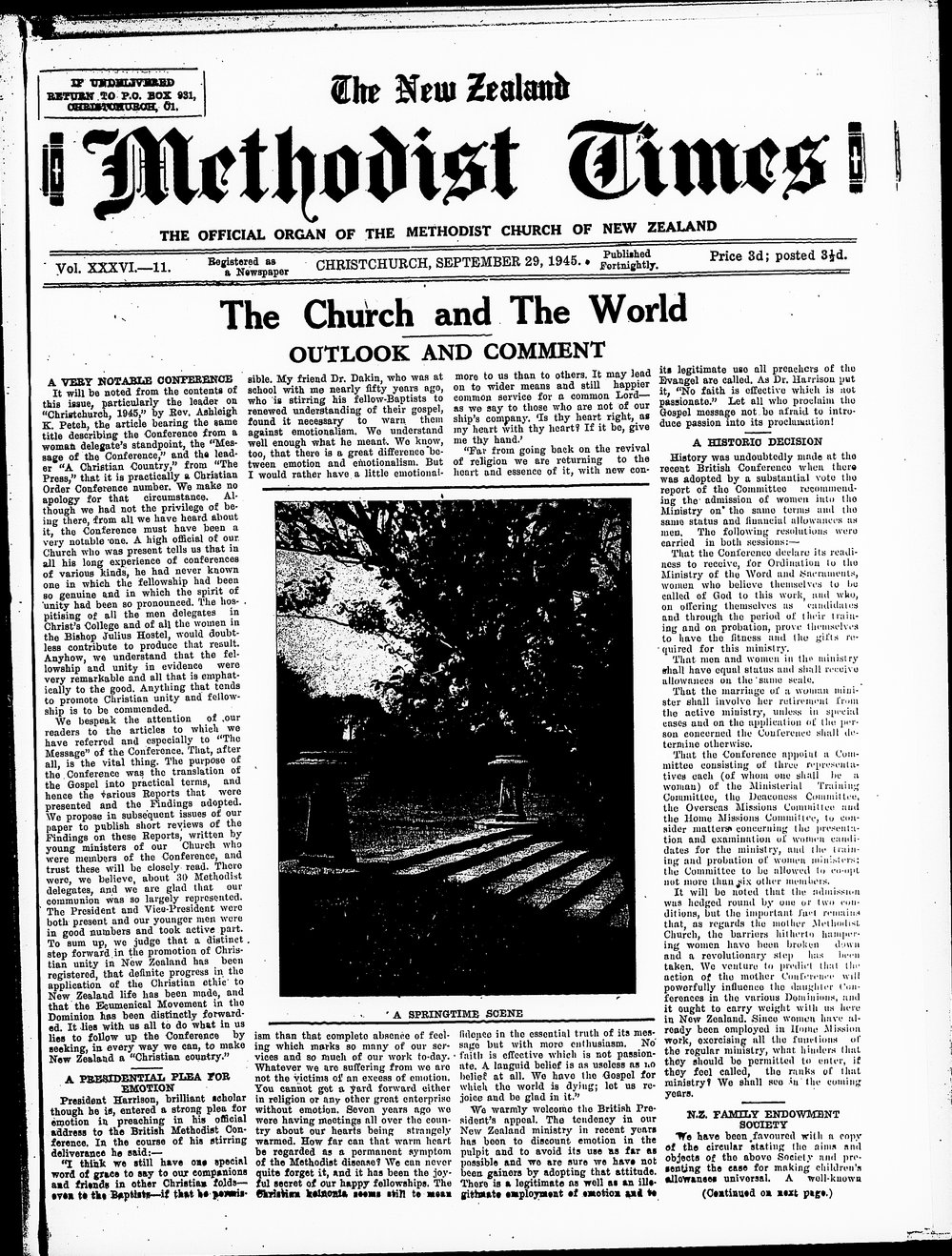 The New Zealand Methodist Times: 29th September 1945
