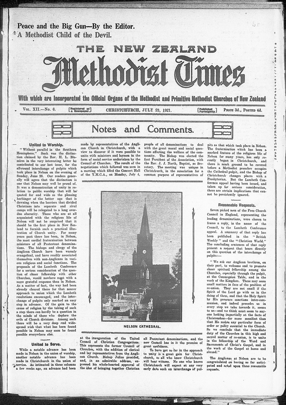 The New Zealand Methodist Times: 23rd July 1921