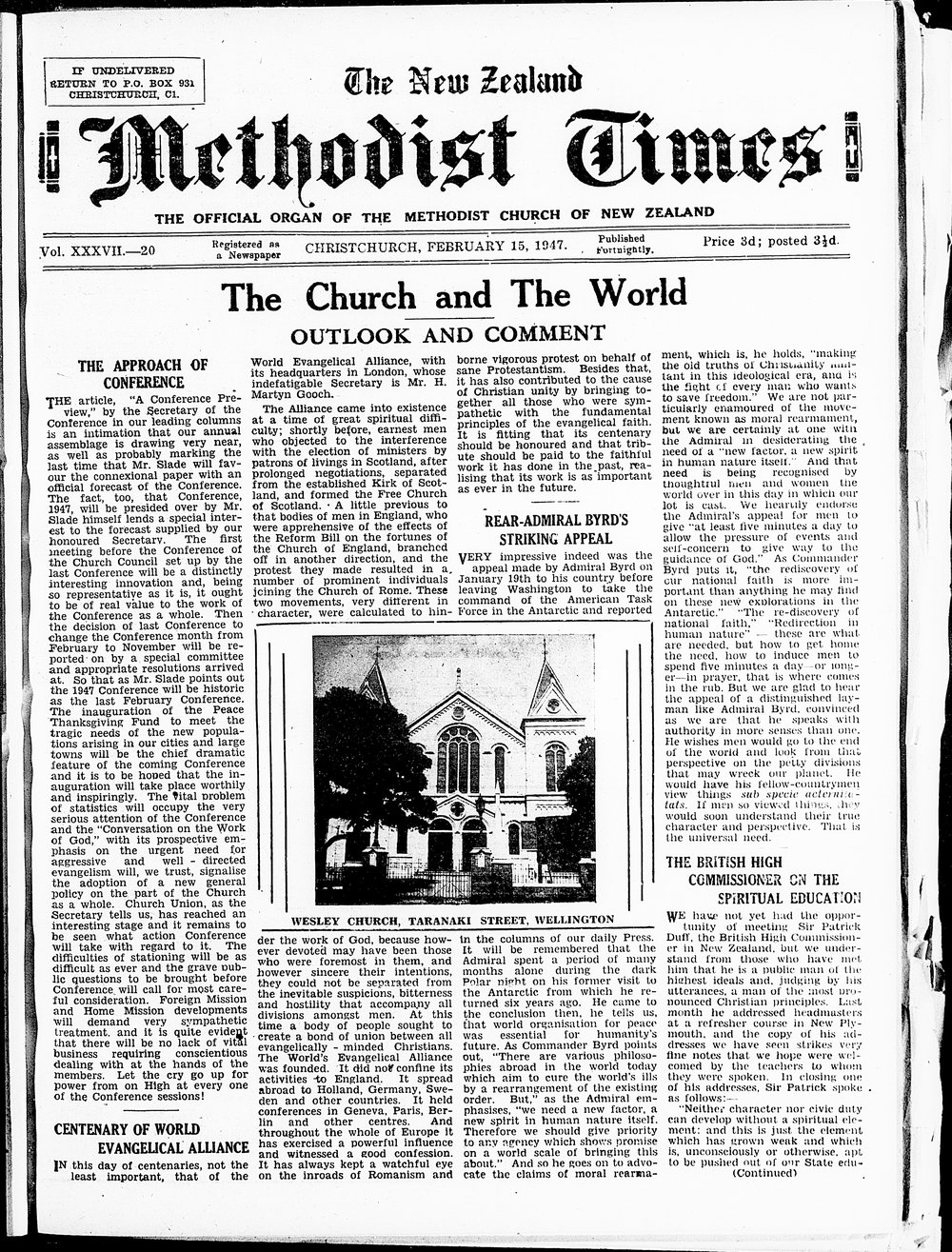 The New Zealand Methodist Times: 15th February 1947