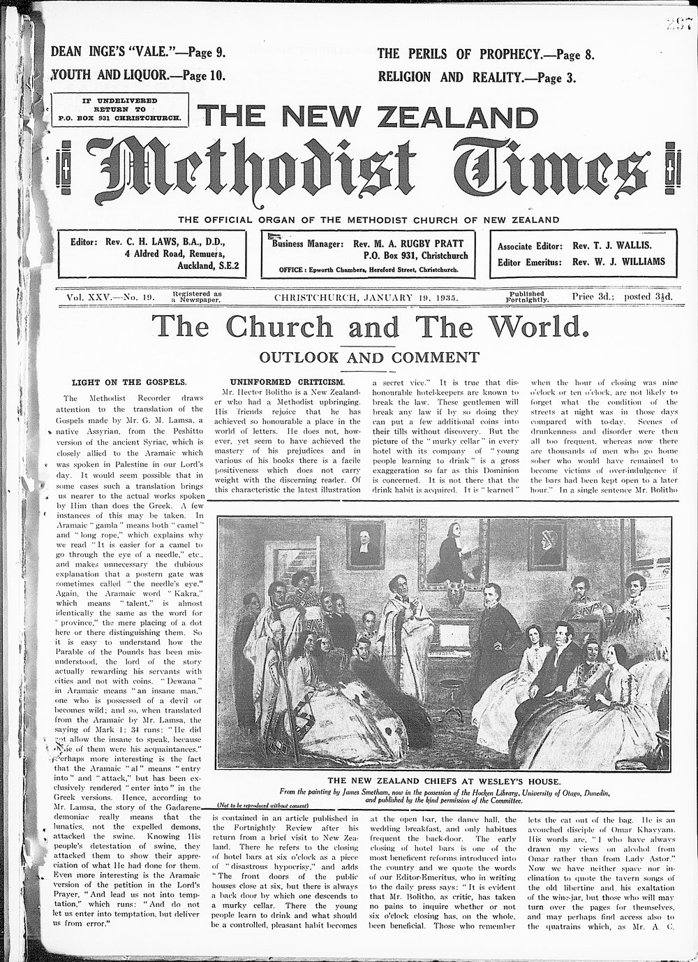 The New Zealand Methodist Times: 19th January 1935
