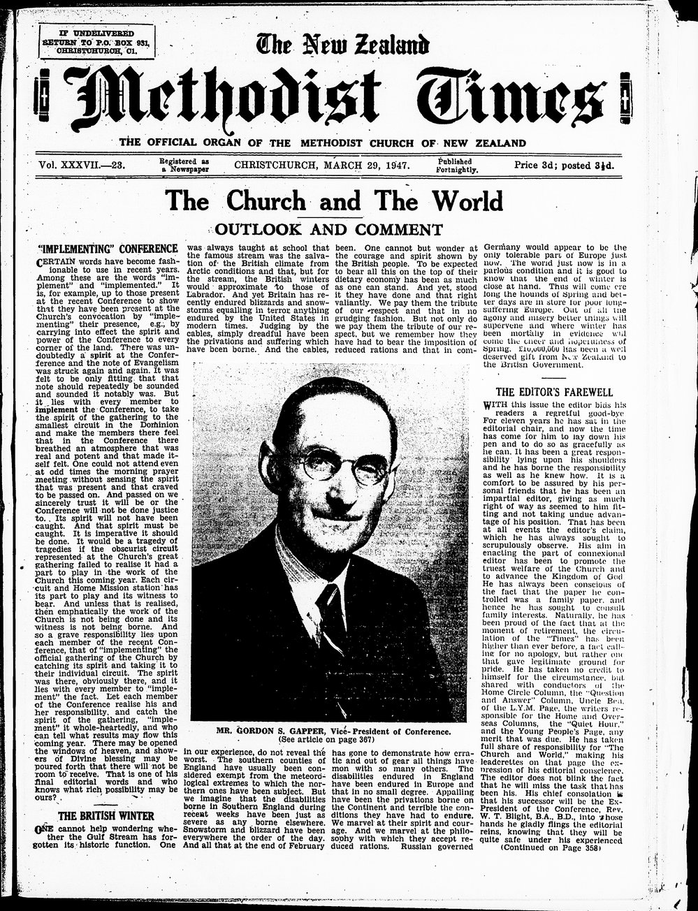 The New Zealand Methodist Times: 29th March 1947