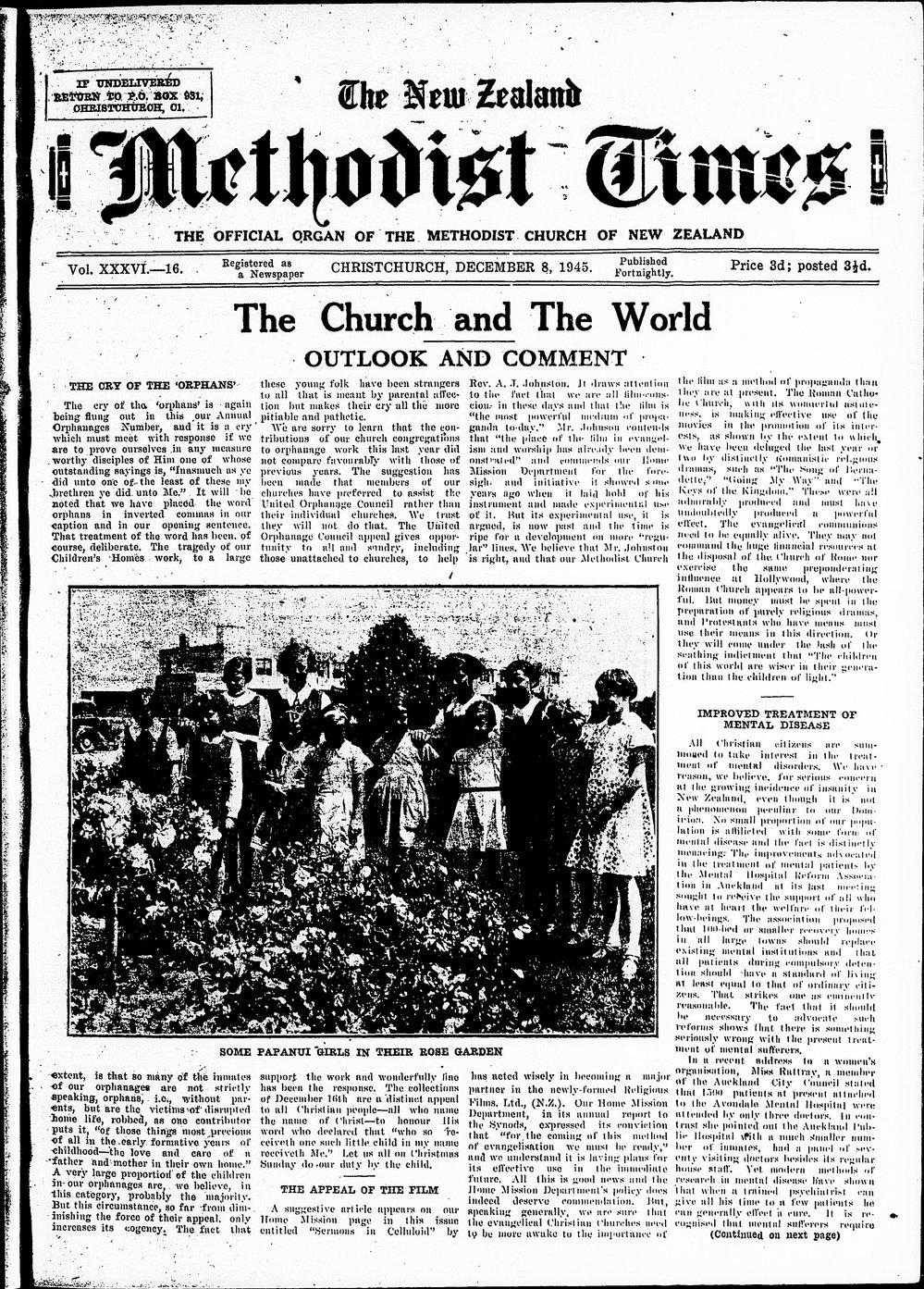 The New Zealand Methodist Times: 8th December 1945