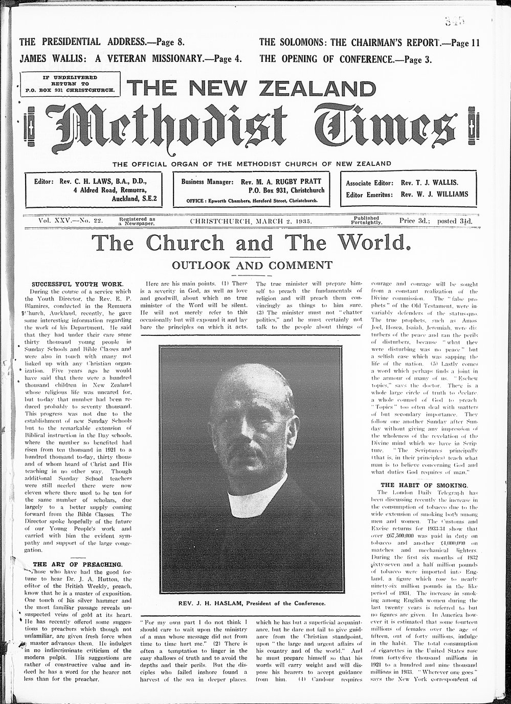 The New Zealand Methodist Times: 2nd March 1935