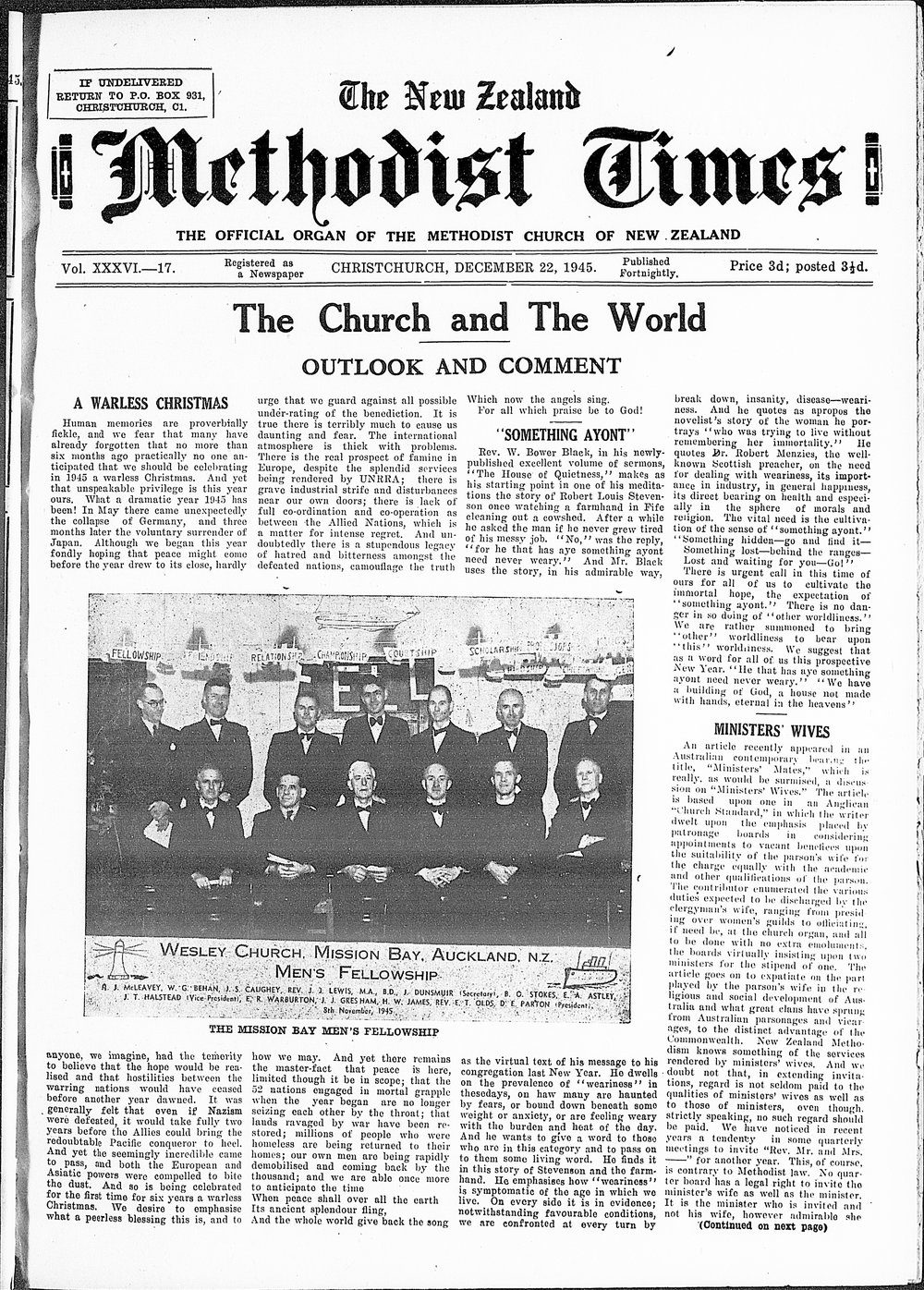 The New Zealand Methodist Times: 22nd December 1945