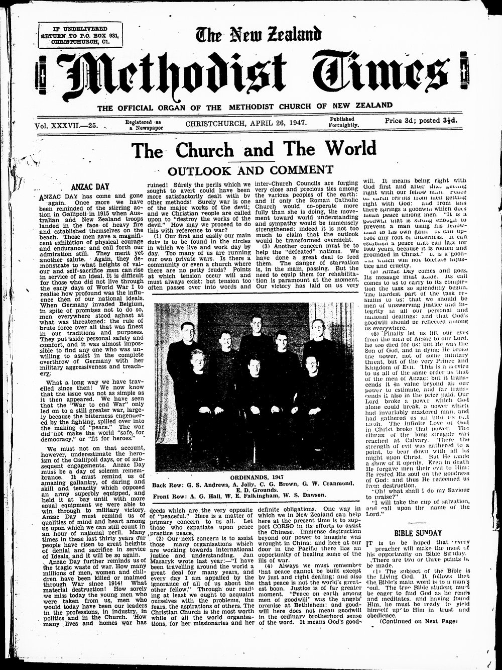 The New Zealand Methodist Times: 26th April 1947
