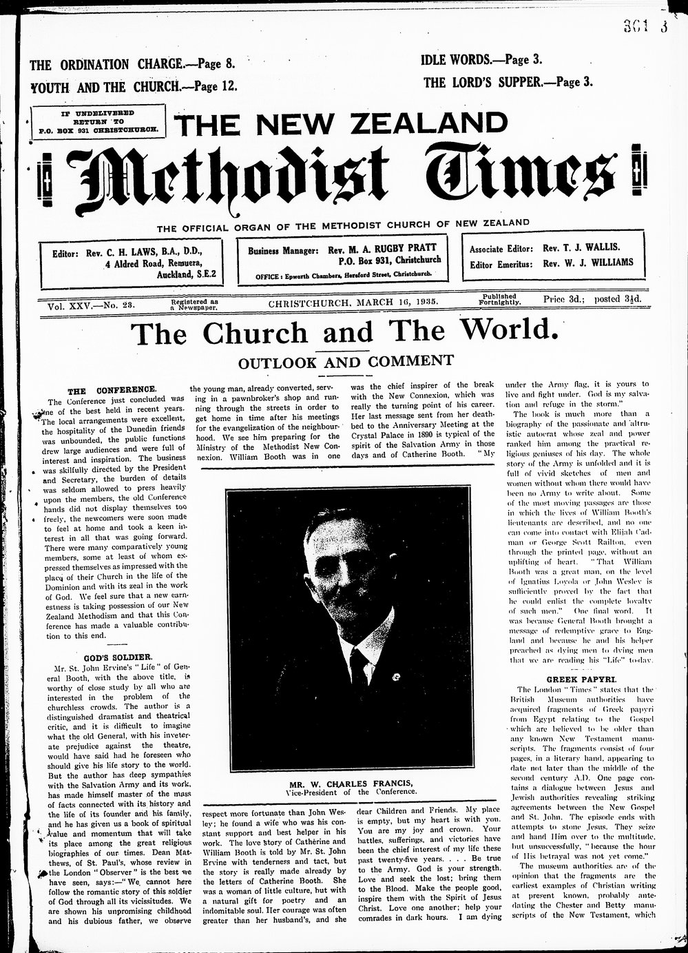 The New Zealand Methodist Times: 16th March 1935