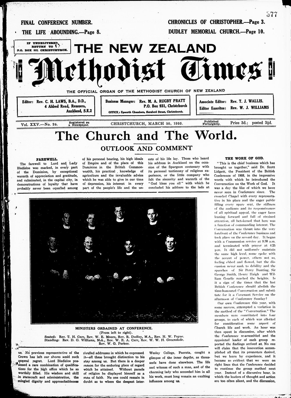 The New Zealand Methodist Times: 30th March 1935