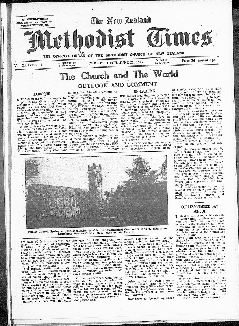 The New Zealand Methodist Times: 21st June 1947