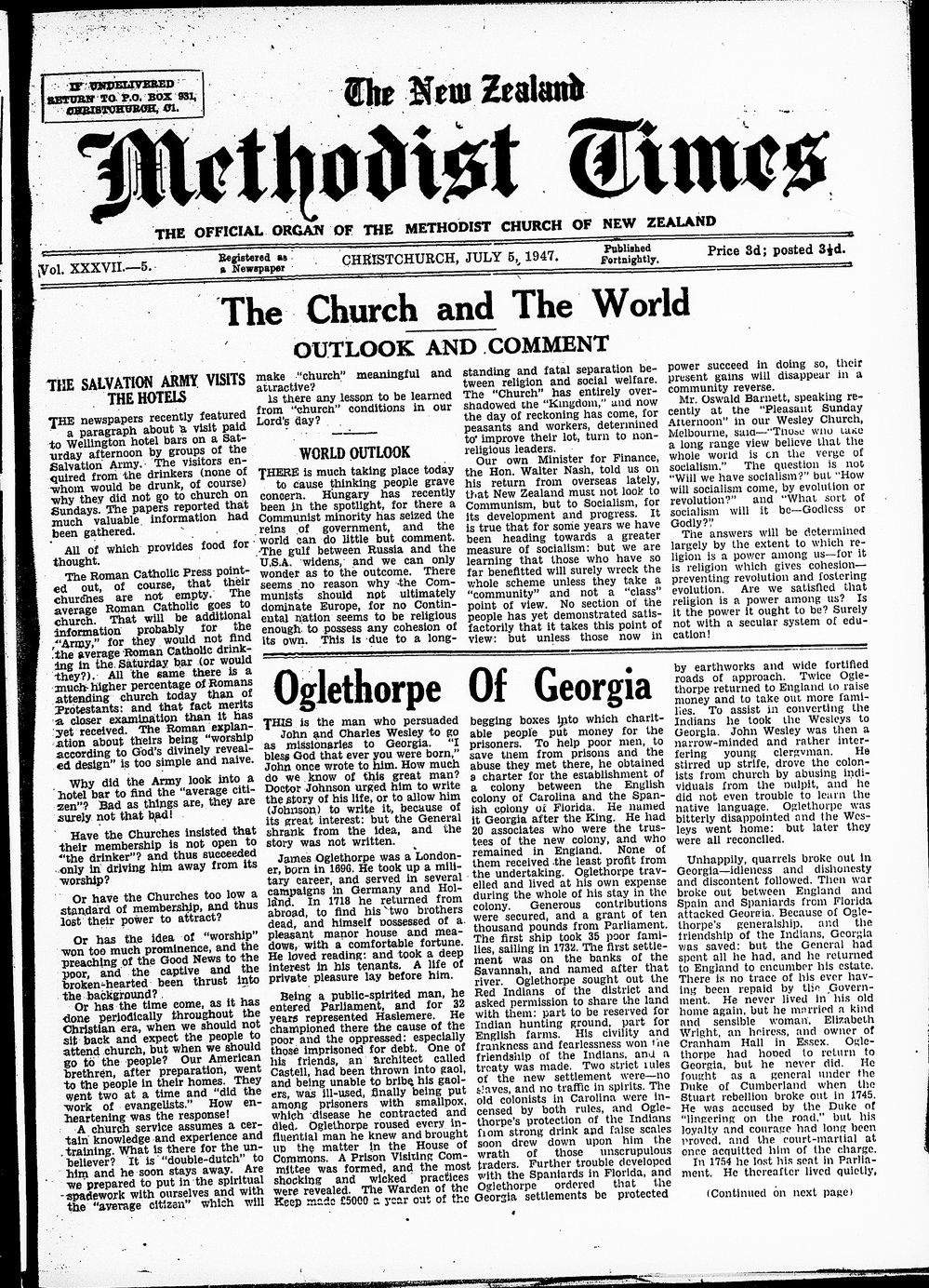 The New Zealand Methodist Times: 5th July 1947