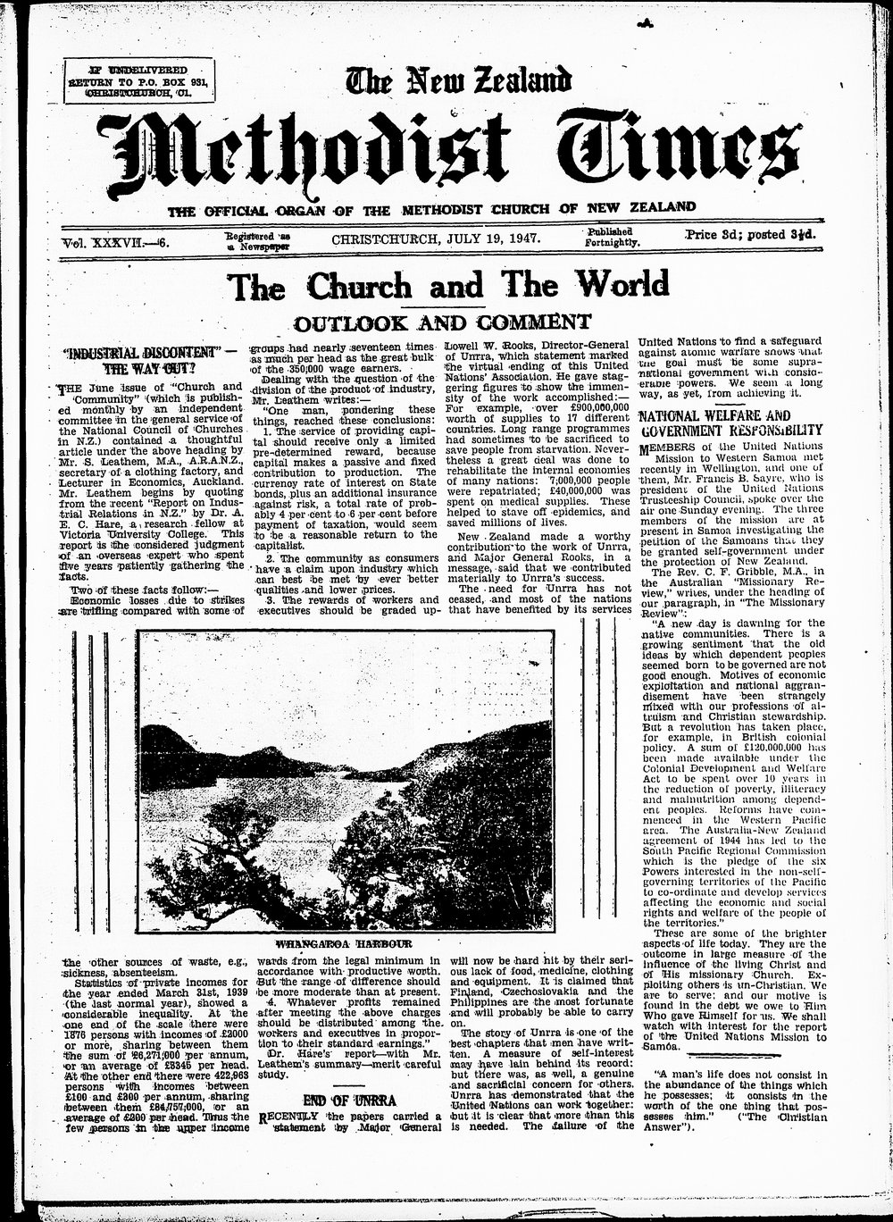 The New Zealand Methodist Times: 19th July 1947