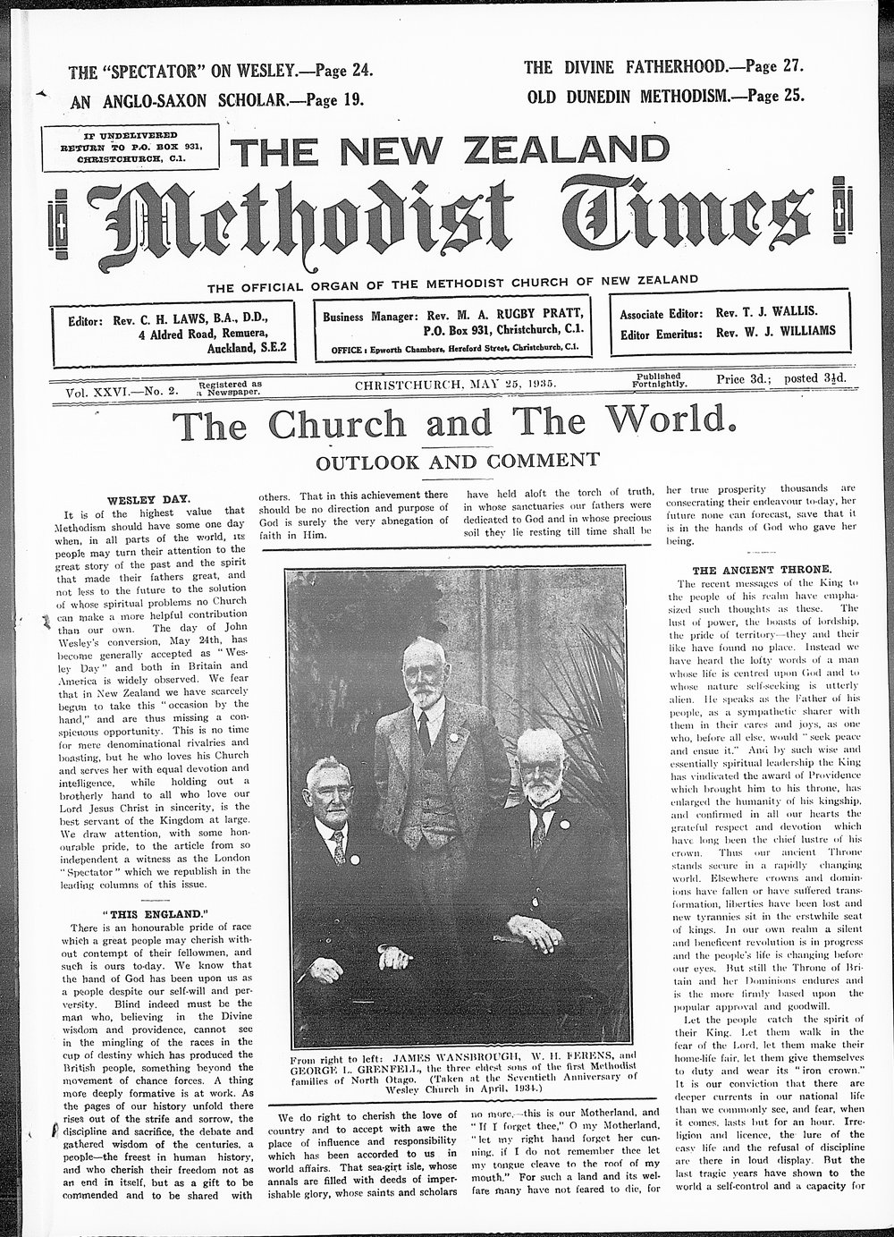 The New Zealand Methodist Times: 25th May 1935