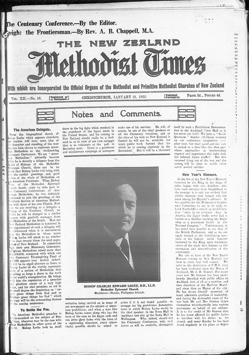 The New Zealand Methodist Times: 21st January 1922