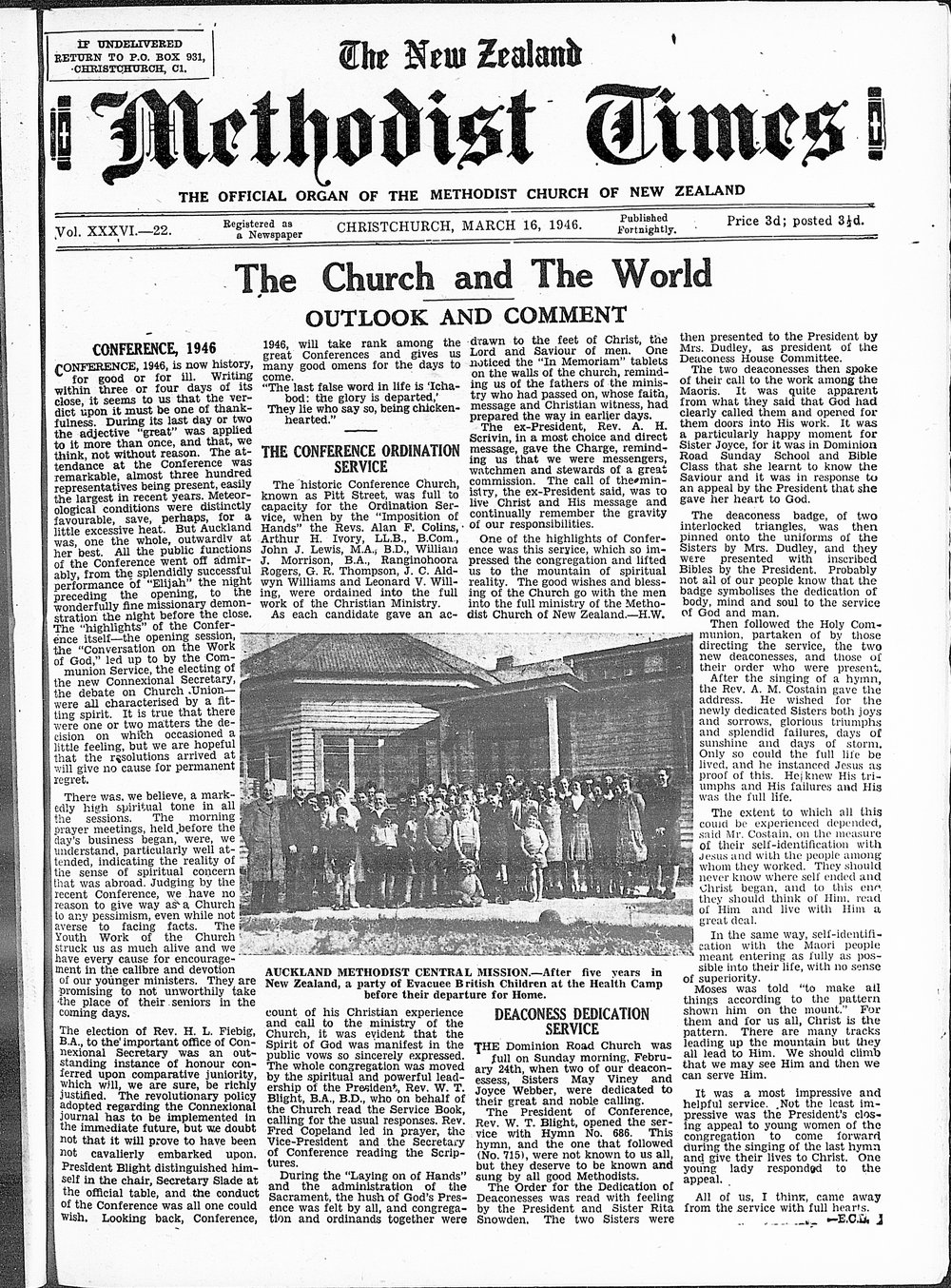 The New Zealand Methodist Times: 16th March 1946