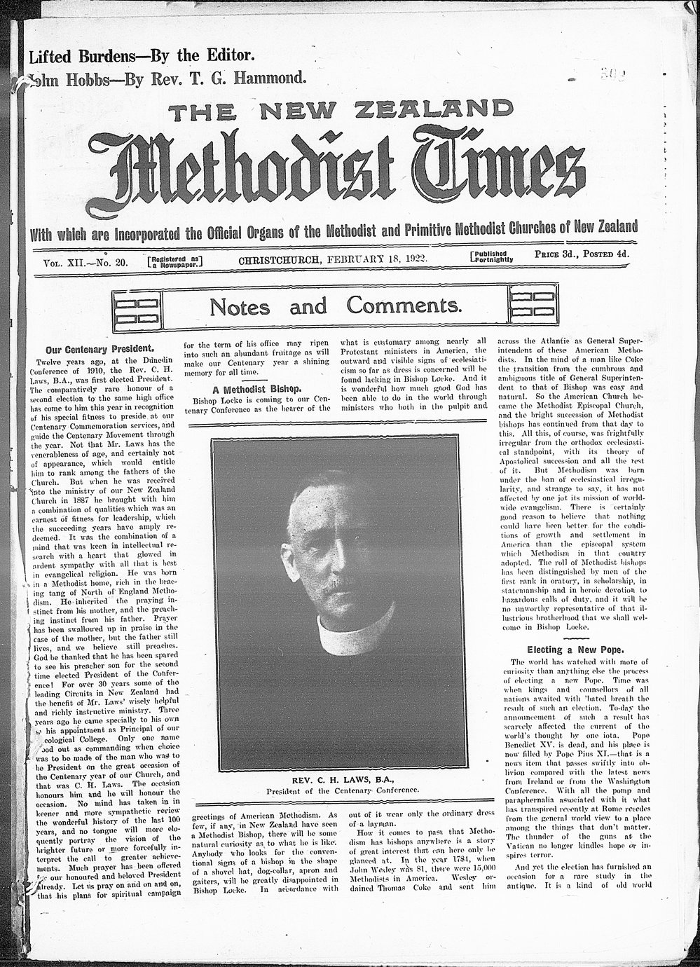 The New Zealand Methodist Times: 18th February 1922