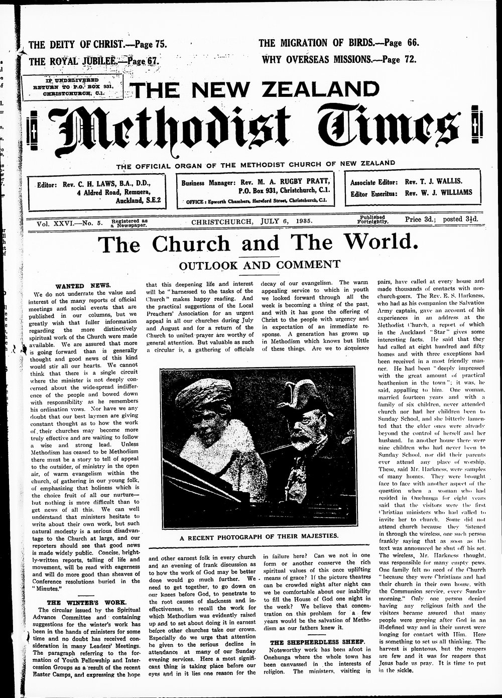 The New Zealand Methodist Times: 6th July 1935