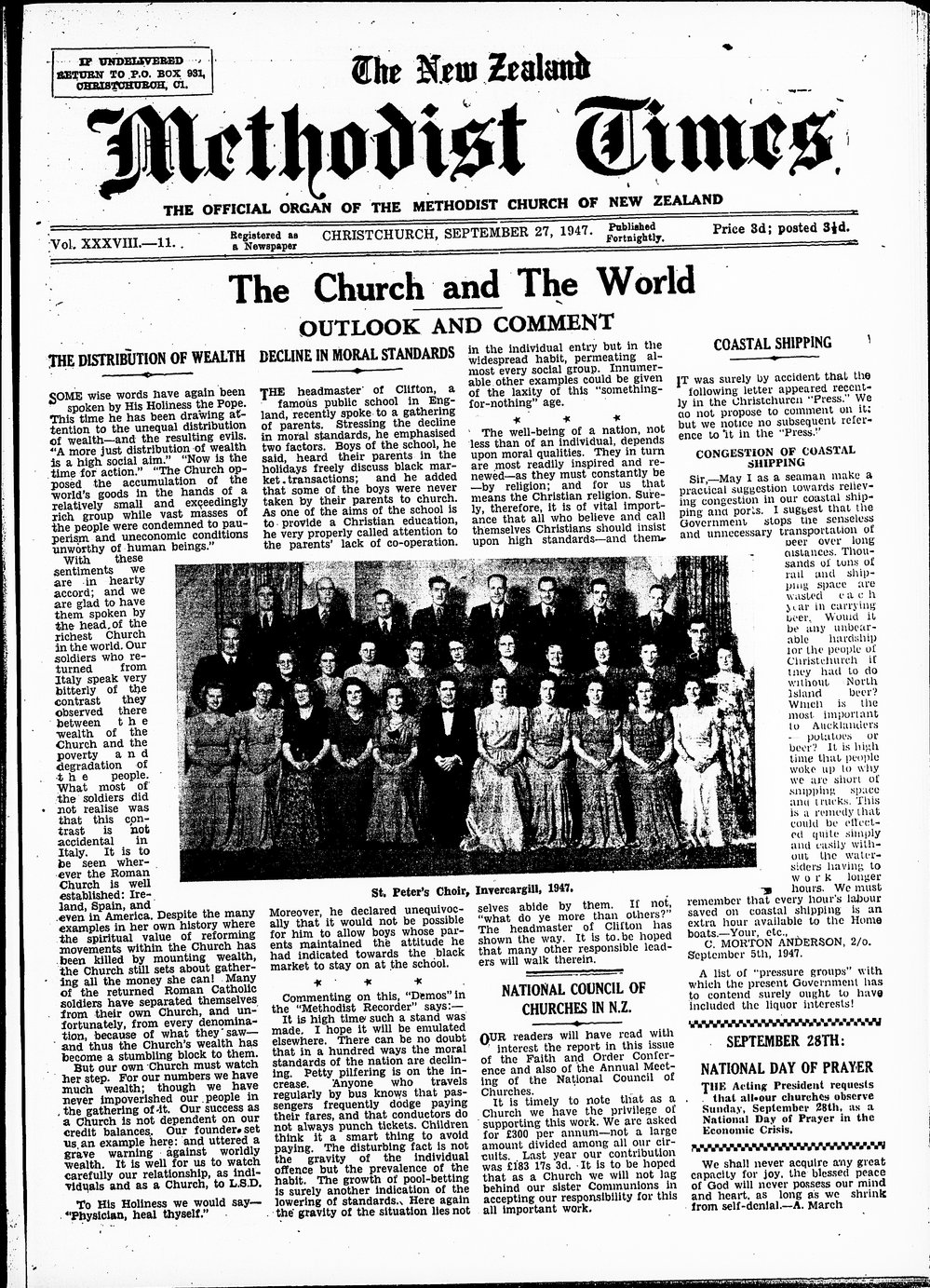 The New Zealand Methodist Times: 27th September 1947