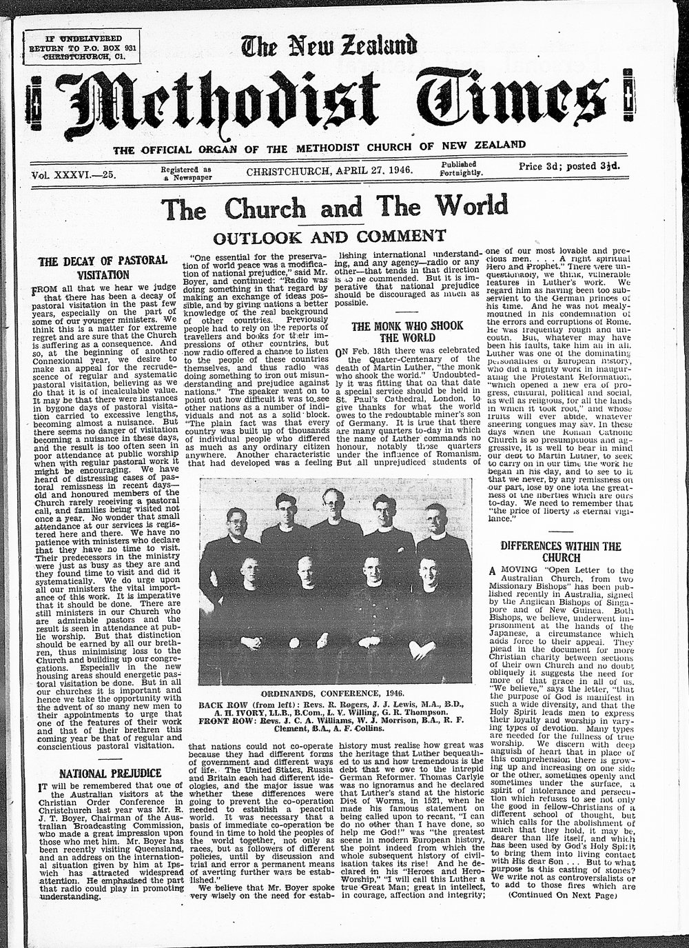 The New Zealand Methodist Times: 27th April 1946